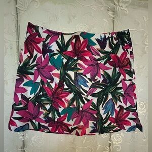 Lady Hagen Tropical Floral Mini Skirt in Pink, Teal & Purple